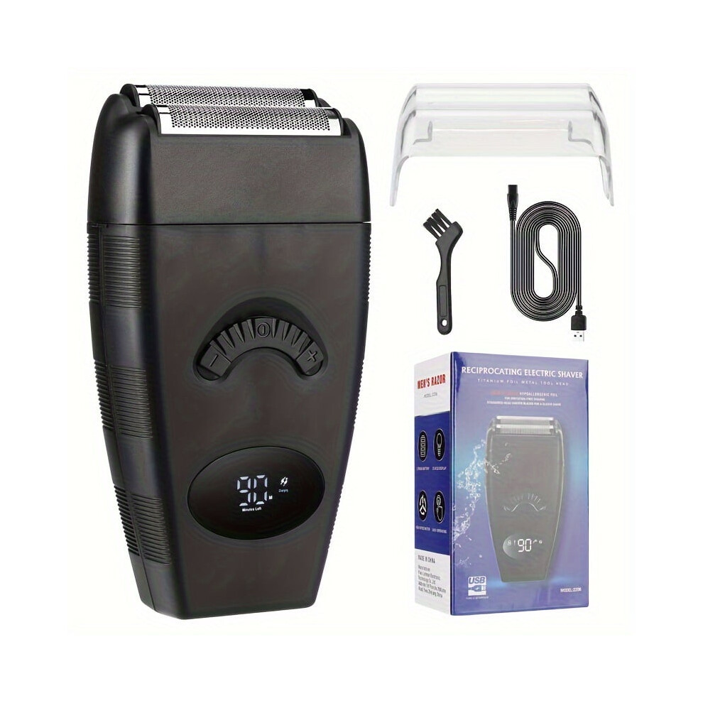 Electric Shaver with LED Display, USB Rechargeable, 3 Stainless Steel Blades, 3 Speeds, Built-in Trimmer, for Wet/Dry Use