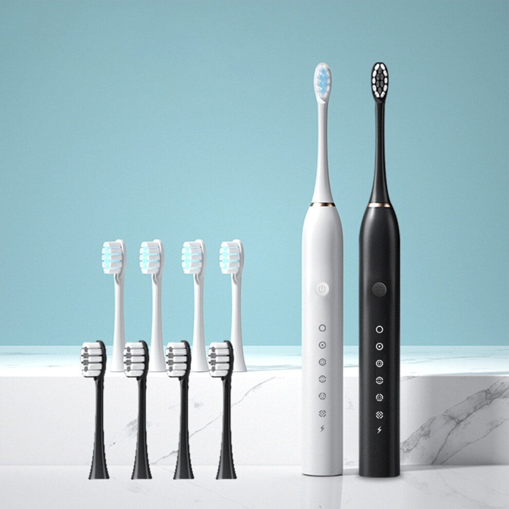 karymi 2-Pack Electric Toothbrush + 8 Heads, 6-Speed USB Rechargeable, Compatible with Smart Charging, Soft Bristle Wave Brush