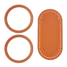 PU Leather Crochet Bag with Bamboo Handles, Nail Bottom, 252x122x4.5mm, 5mm Hole - Chocolate (1 Set)