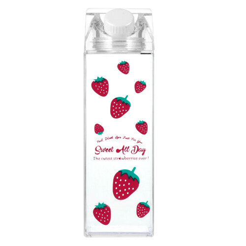 500ml Strawberry Milk Box Water Bottle Plastic Juice Container