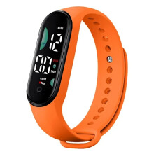 Watch Electronic LED Digital Wristwatch for Women Fashion Casual Simple Silicone Touch Waterproof Wristwatch 07 Orange