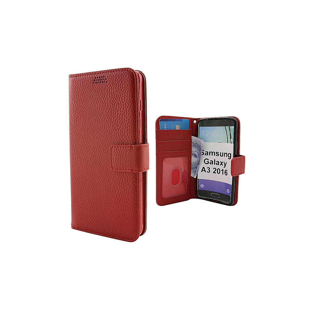 New Standcase Wallet Compatible With Samsung Galaxy A3 2016 Red 9191629435487