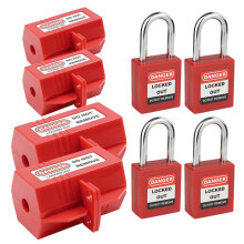 Plug Lock for Lockout Tag Kit, Plug Cord Lock 110 Volt and 220 Volt Power Cord Lock,Red Electrical Plug Lock Cover B
