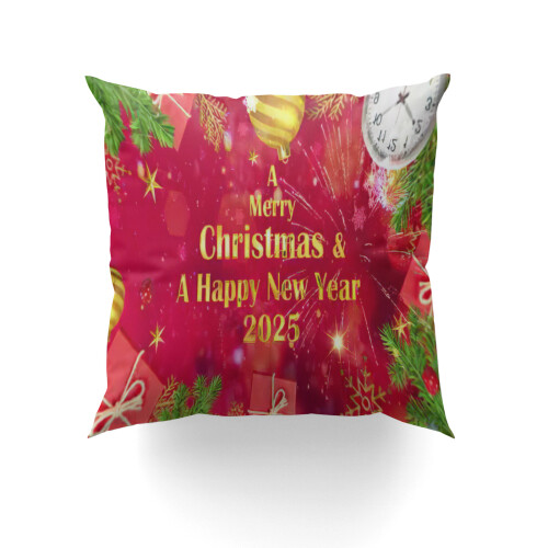 Feliz Ano Novo 2025 - Capa de Almofada Decorativa 30x30cm (12x12 polegadas) para Ambientes Externos - Ideal para Sala de Estar, Sofá e Decoração 1
