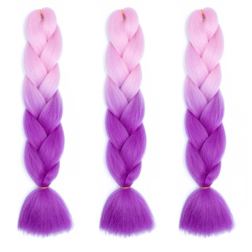 Unisex 24 Inch Jumbo Braiding Hair Extensions 3Pcs Heat Resistant Synthetic Jumbo Braids Tangle