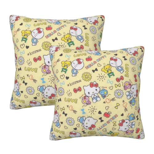 Μαξιλαροθήκες Hello Kitty, σετ 2 μαξιλαροθηκών για καναπέ-κρεβάτι σαλονιού 16"X16"
