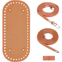 3er-Set Strick- und Häkeltaschen aus PU-Leder mit Nagelboden und Löchern für Handtaschen, DIY-Bastelarbeiten und Schultertaschen, braun