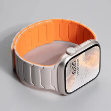 Magnetyczny silikonowy pasek kompatybilny z Apple Watch Ultra2 49 mm, Series9-3, SE, 38-44 mm, Starlight Orange