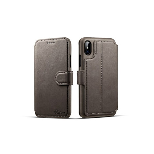 Stylish Wallet Case (Class-S) for compatible with iPhone X/XS Grey