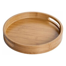 Tavă rotundă din bambus de 10 inch, tavă de copt creativă, binaurală personalizată pentru tava de ceai, set de ceai pentru acasă