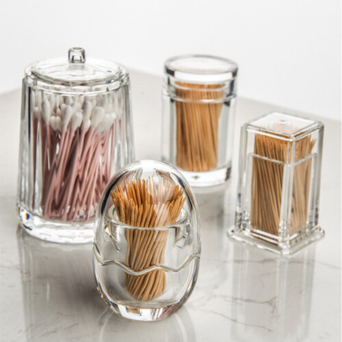 Θήκη οδοντογλυφίδας Farfi Thicken Cotton Swab Box Ακρυλικό για οικιακή χρήση, μικρό διαφανές 1