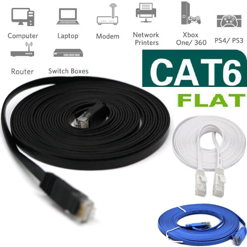 RJ45CAT6 6FT10FT30FT50FT100FT200FT Καλώδιο δικτύου Ethernet, επίπεδο, LOT US 2