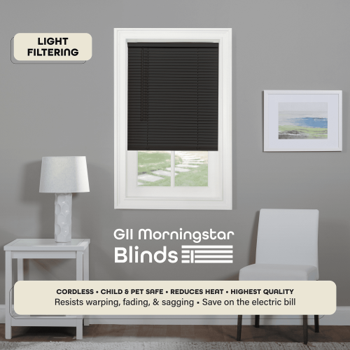 Achim GII Morningstar Ασύρματο Μαύρο Βινυλίου Μίνι Στόρι για Εσωτερικό Χώρο, Μήκος 64" x 1