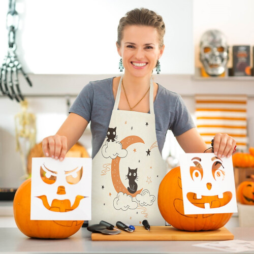 Ποδιά Halloween για γυναίκες, Χαριτωμένες ποδιές Halloween για γάτες, ποδιά Halloween για 2