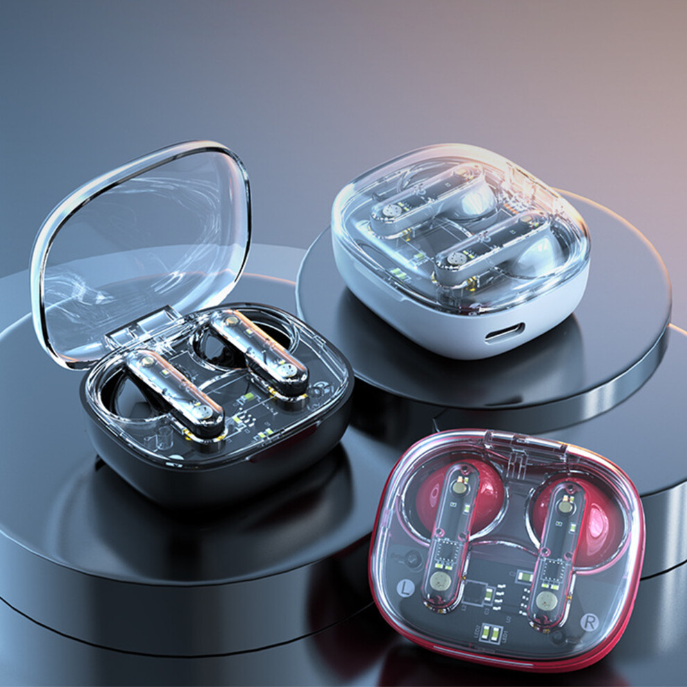 Susuchens Dr91 Bluetooth-Compatible Earphones In-Ear Clear Case Deep Bass Mic Noise Reduction Hifi Sound Wireless Earbuds Headphones Sport Wear Black 9191629545575