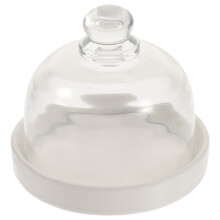 Keramisk kakefat med glasskuppel glassdessertholder klart cupcake-stativ dekorativt serveringsbrett tallerkenstativ for fruktdessertkake