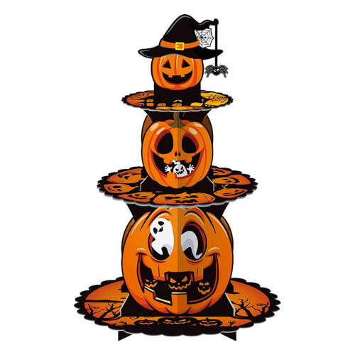 Αστεία βάση για cupcakes για το Halloween με κολοκύθα, βάση για κέικ σε στρώσεις, 3 επίπεδα,