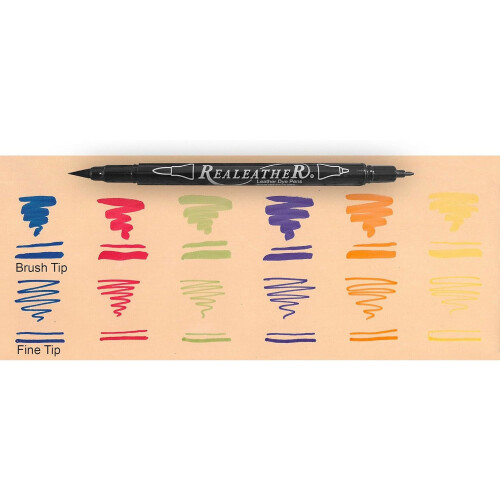 Leather Dye Pens, Double Sided with Fine and Tips, Basic lors, 6-Pack 2
