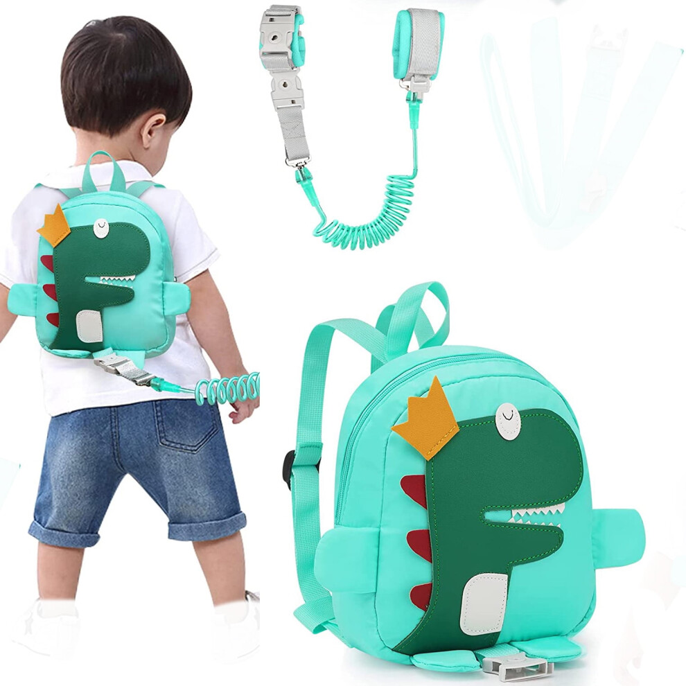 4 in 1 Dinosaur Toddler Harness Backpack with Leash, Anti Lost Wrist Link, Cute Kids Walking Backpack for Boys Girls