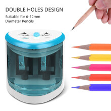 GAZHEK Electric Pencil Sharpener for Colored Pencils, 6-12mm, Rechargeable, Battery Operated, Compatible with Outdoor Use (Blue, Plastic)