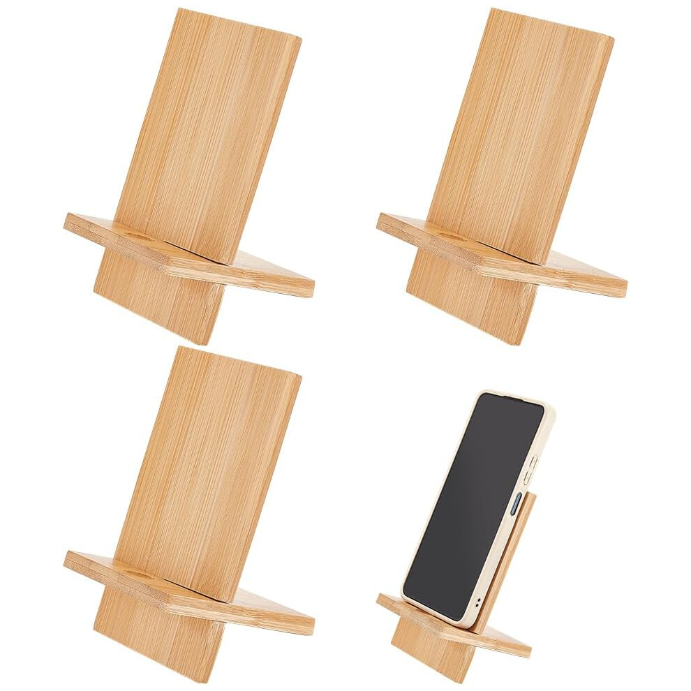 3Pcs Bamboo Mobile Phone Holders Japanese Style Cellphone Holder Desktop Organizer Charging Natural Bamboo Wood Portable Adjustable Angle 9191629614967