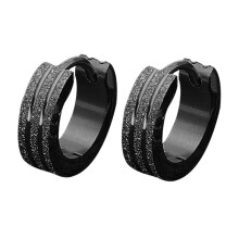 Fashion Unisex Stainless Steel Frosted Flat Circle Huggie Earrings Party Jewelry