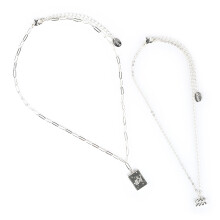 Claire's Girls Silver Aquarius Zodiac Sign Necklace Set, Lobster Closure, 2-Pack