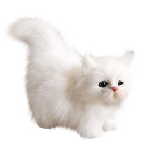 Lebensechte Katzenfigur, realistische Katzendekoration, Plüschkatze aus weißem Kunstfell mit realistischer Touch-Steuerung und Miau-Geräuschen,