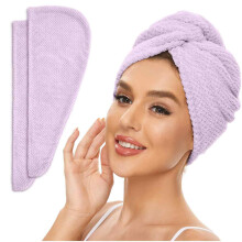 Adjustable Fit Hair Wrap Towel, Easy to Use Machine Washable Microfiber Waffle Weave Hair Towel for Women, Coral Fleece Quick Dry Super Absorbent