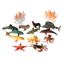 Bath Toy Ocean Adventure Set, Learning Toys Featuring Realistic Ocean Animal Models, Sea Animal Figures as Party Favor and Cupcake Topper, Mini Vinyl