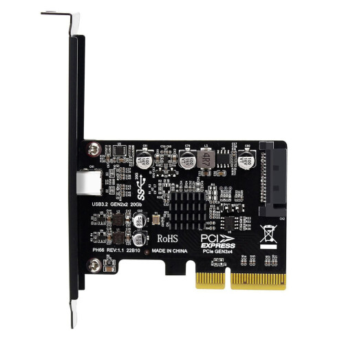 Κάρτα USB PCIE τύπου C PCIEExpress4X σε USB3.2Gen2X2 (20Gbps) ASM3242Chipset για Windows8/10/Linux 1