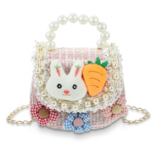 Kinderhandtasche für kleine Mädchen, niedliche Prinzessinnen-Handtasche für Kleinkinder mit Glitzer-Strasssteinen und elegantem Perlenhenkel,