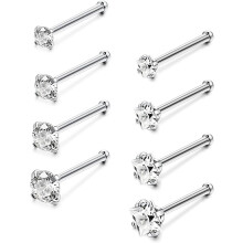 Nasenpiercing-Stecker aus 20G Edelstahl, L-Form, 1,5 mm, 2 mm, 2,5 mm, 3 mm, 8 Stück, 3 Farben