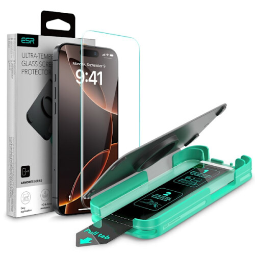 ESR συμβατό με το προστατευτικό οθόνης Armorite για iPhone16Pro με μαύρο πλαίσιο