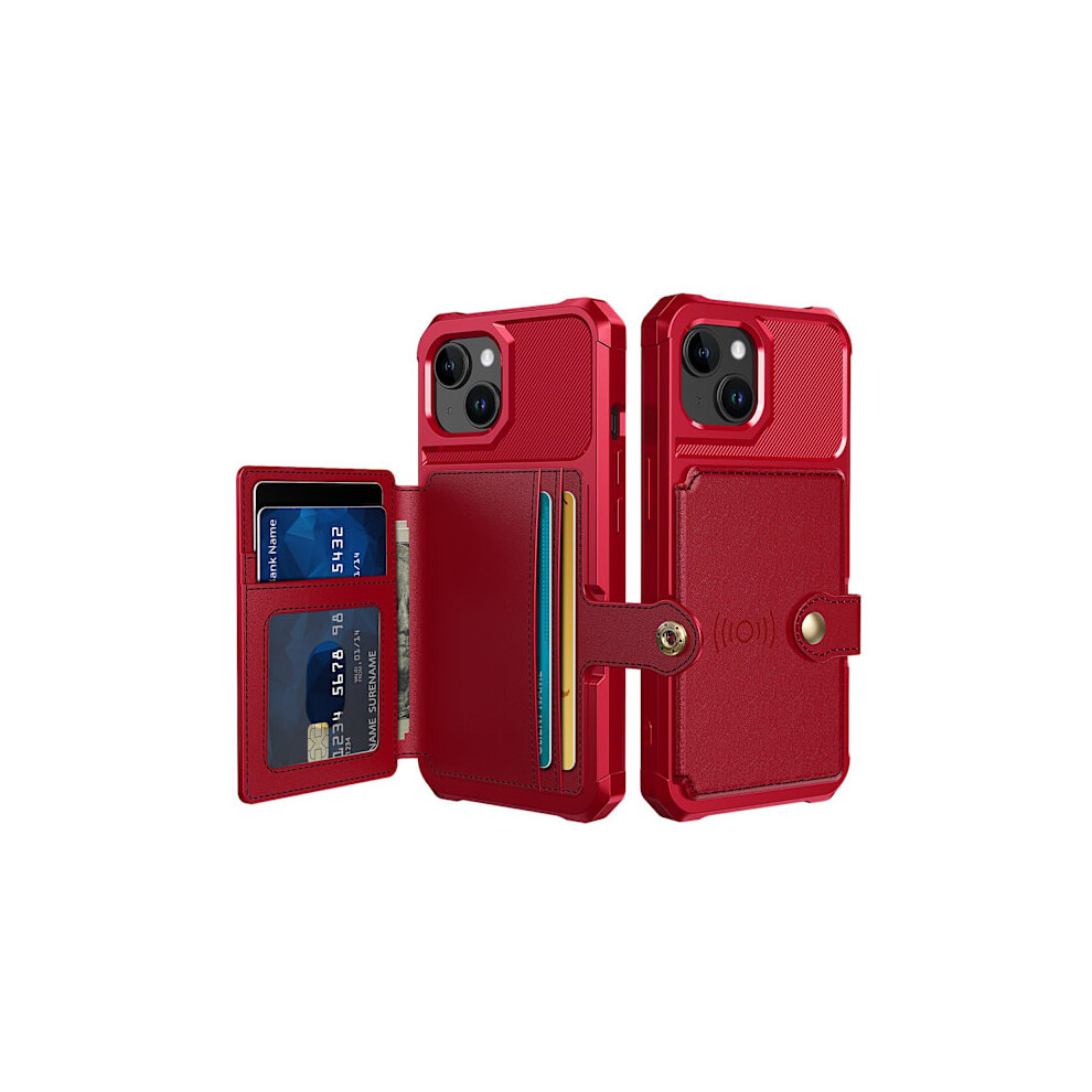 Compatible With Iphone 15 - Elegant Wallet Case In Luxurious Pu Leather Red 9173940899490