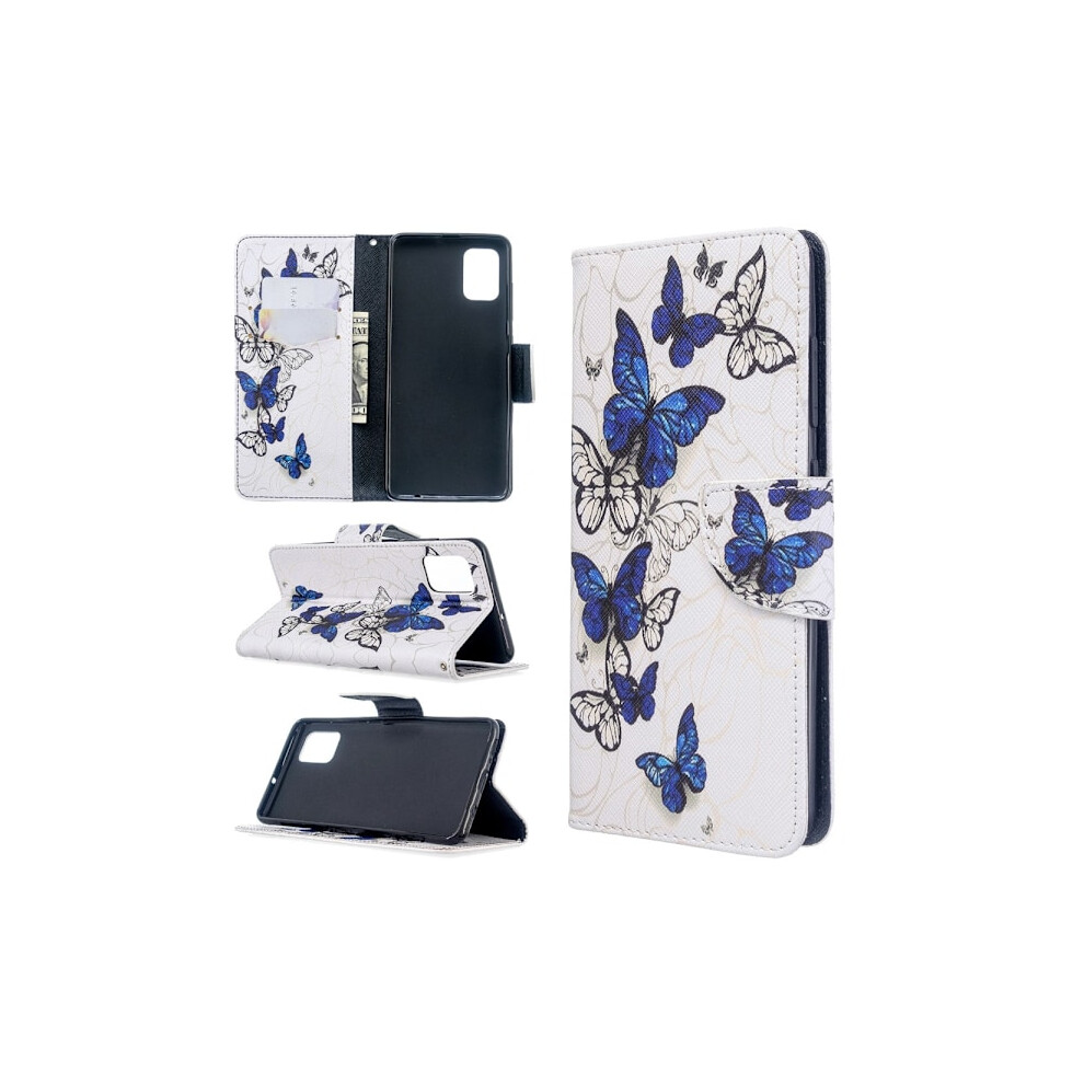 Compatible With Samsung Galaxy A51 - Wallet Case - Butterflies Blue 9173940899407