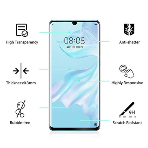 FULL-GLUE P30Pro2-PACK Screen Protector3D9H0.2mm HD-Clear Black