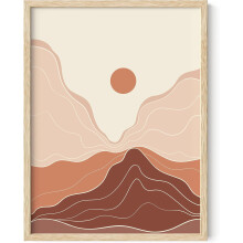 Boho-Berglandschaft-Wandkunst, abstrakte minimalistische Drucke, Terrakotta-Wanddeko, passend zu Beige 12x16