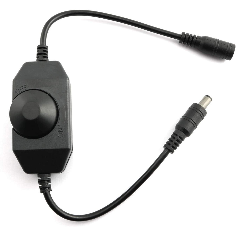 1Pc 12V 24V Dc Led Strip Dimmer Switch With Adapter, Manual Knob Brightness Controller For Single Color Led Lamp, Compatible With Dc Female Male 9173940900257