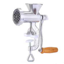 Manueller Fleischwolf aus Edelstahl, robuste Handkurbel für selbstgemachtes Hackfleisch, Gemüse und Hamburger – 26 x 9,5 x 25,4 cm, Silber