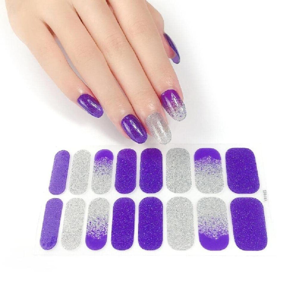 Glitter Cow Pattern Semi Cured Gel Nail Strips Waterproof LongLasting Easy Apply Manicure