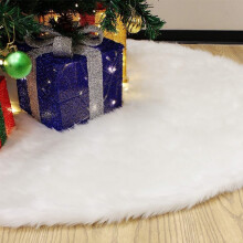 Weihnachtsbaumdecke – Elegante Weihnachtsdekoration – Hochwertiger Plüsch-Weihnachtsschmuck, luxuriöser Kunstpelz, groß, weiß, 91 cm (36 Zoll)