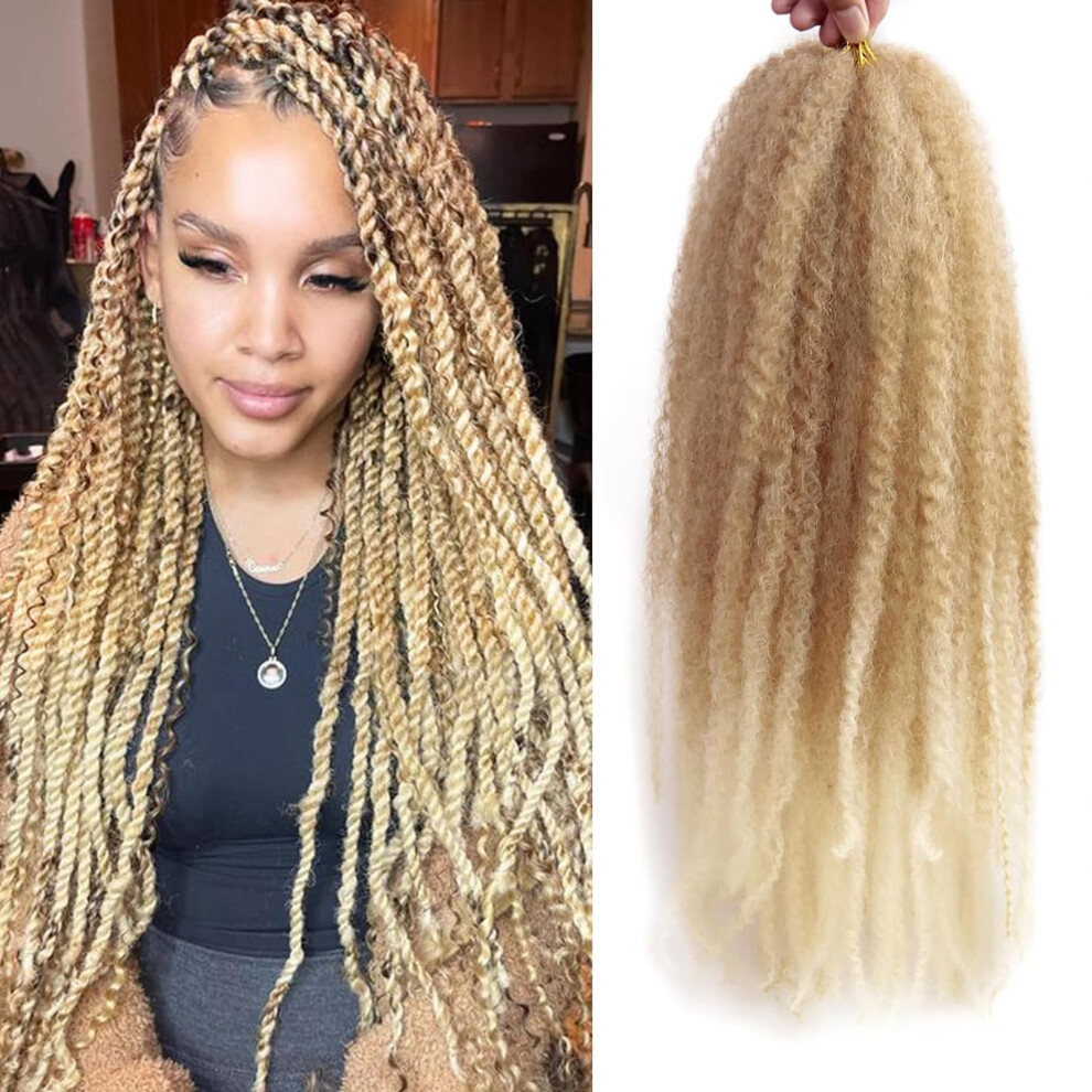 Unisex Twist Hair Extensions 24 Inch 8 Packs Â Fluffy Tangle Afro Kinky Cuban Braiding Hair 27/613