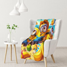 Minions-fleecehuopa, superpehmeä ja viihtyisä torkkupeitto, yhteensopiva olohuoneen, sohvan ja sängyn kanssa – 75x102 cm