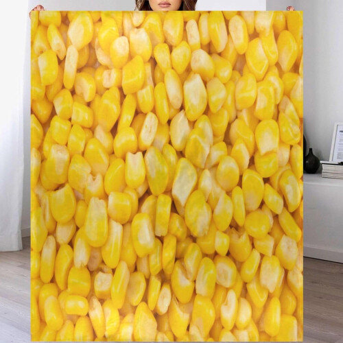 Manta de 50x60 polegadas com estampa de milho doce, macia e aconchegante em flanela, ideal para sofá, cama e poltrona.
