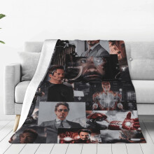 Niedliche Anime-Decke mit Robert Downey Jr., ideal als Fangeschenk, superweicher und kuscheliger Flanell, 152 x 127 cm, für Bett oder Sofa,