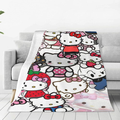 Κουβέρτα Hello Kitty Ελαφριά, Άνετη, Καναπές-Κρεβάτι, Υπερ-Μαλακές, Φανελένιες, Φλις,