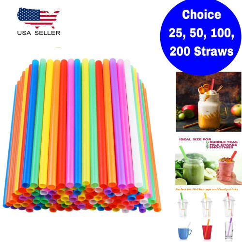 8,5" Jumbo Colossal/Boba Smoothie Πολύ Πλατύ Νέον Χωρίς Περιτύλιγμα, Διάμετρος 1/2"