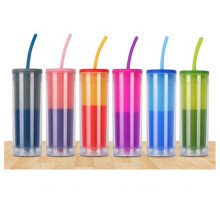 Happon6Pack16oz uudelleenkäytettävä muki kansilla ja pilleillä, väriä vaihtavat muovikupit kylmiin juomiin, smoothieihin ja juhliin