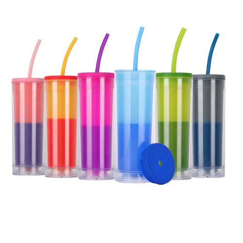 Happon6Pack16oz Επαναχρησιμοποιούμενο Ποτήρι με Καπάκια & Καλαμάκια, Πλαστικά Ποτήρια 1